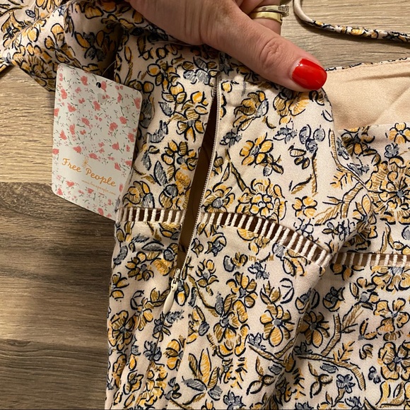 NEW Free People Ivory Floral Long Sleeve Mini Dress - Picture 10 of 10